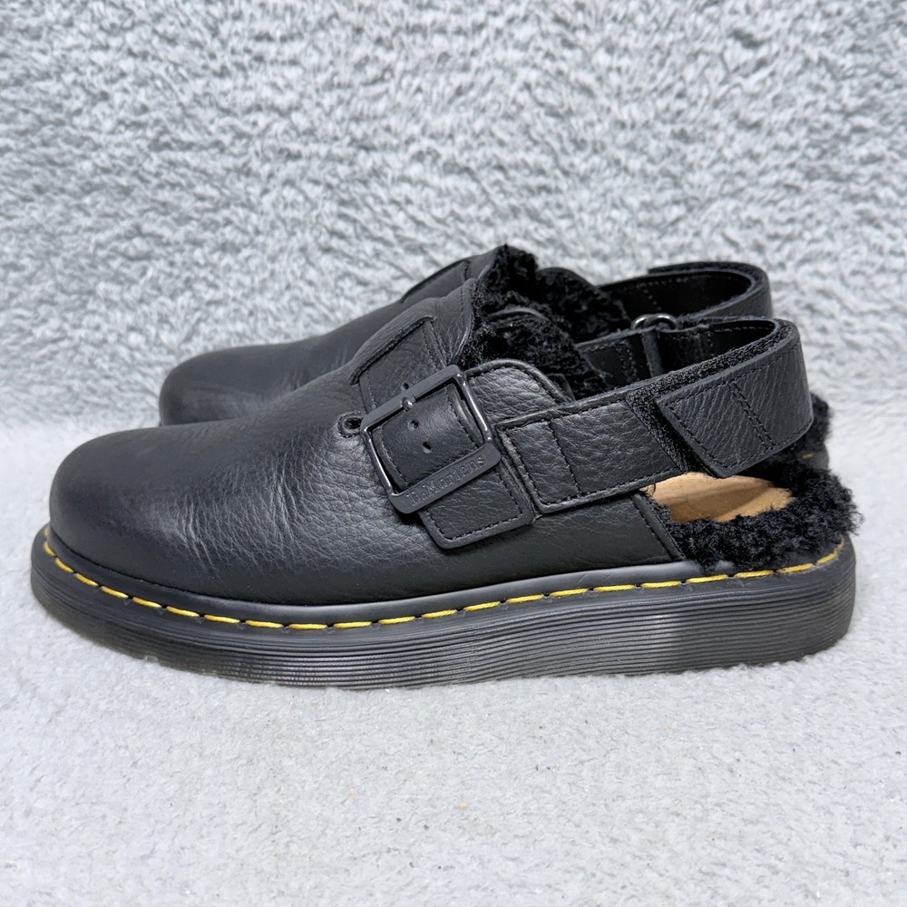 Dr Martens Jorge II Faux Fur Lined Womens Size 7 Slingback Mules Shoes Black - Picture 3 of 9